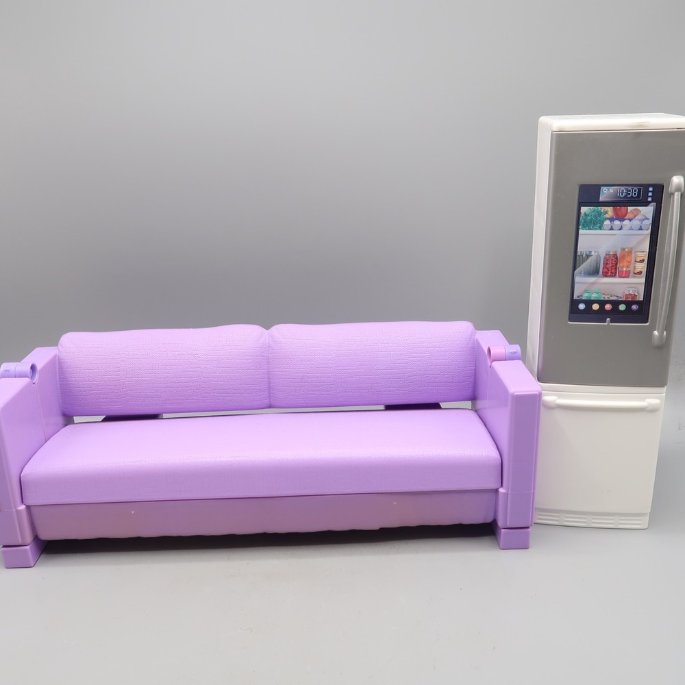 Mattel Barbie Dream House Purple Convertible Sofa Couch to Bunk Bed & Fridge Lot